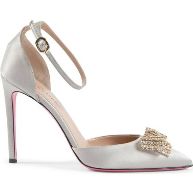 Crystal Bow Satin Pump Pink Sole