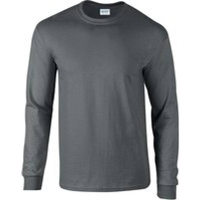 (L, Charcoal) Gildan Unisex Adult Ultra Plain Cotton Long-Sleeved T-Shirt