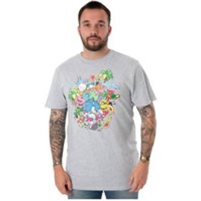 (3XL, Grey Marl) Sonic The Hedgehog Mens Psychedelic T-Shirt