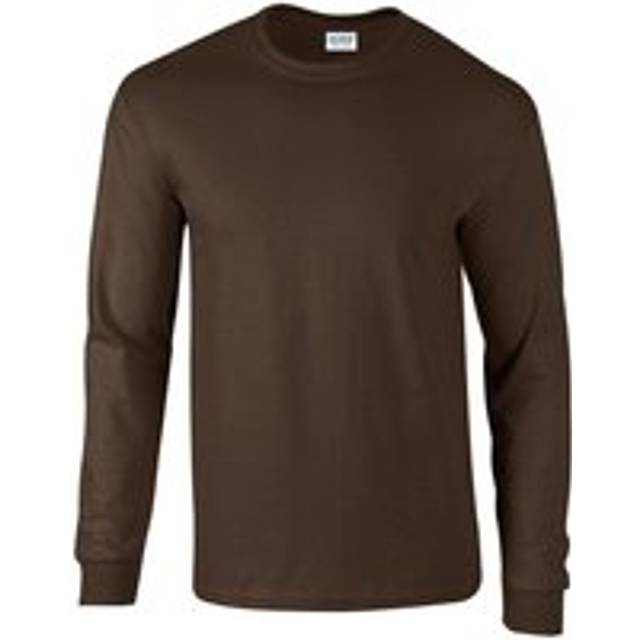 (XXL, Dark Chocolate) Gildan Unisex Adult Ultra Plain Cotton Long-Sleeved T-Shirt
