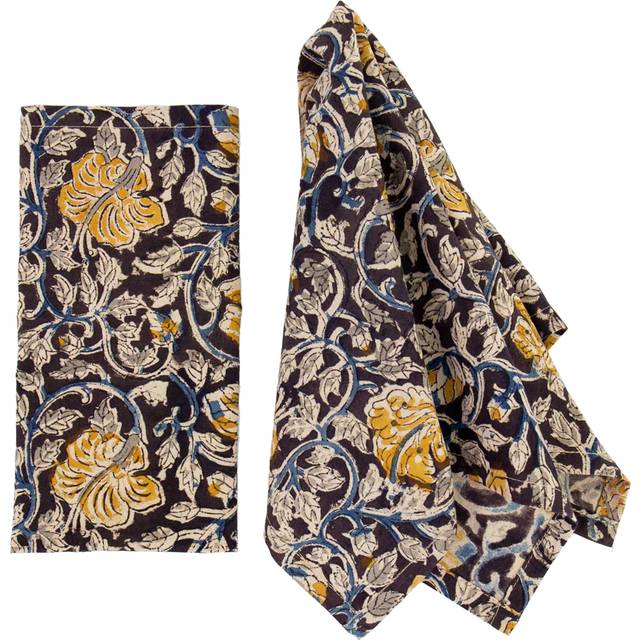 A World of Craft - Yellow Poppy Servett 2-pack Svart/Gul - Dukar - Svart,Gul