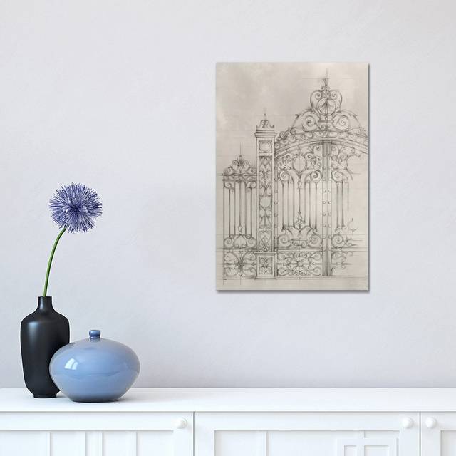Iron Gate Design I by Ethan Harper - Wrapped Canvas Drawing (45.72cm H x 30.48cm W x 1.91cm D)