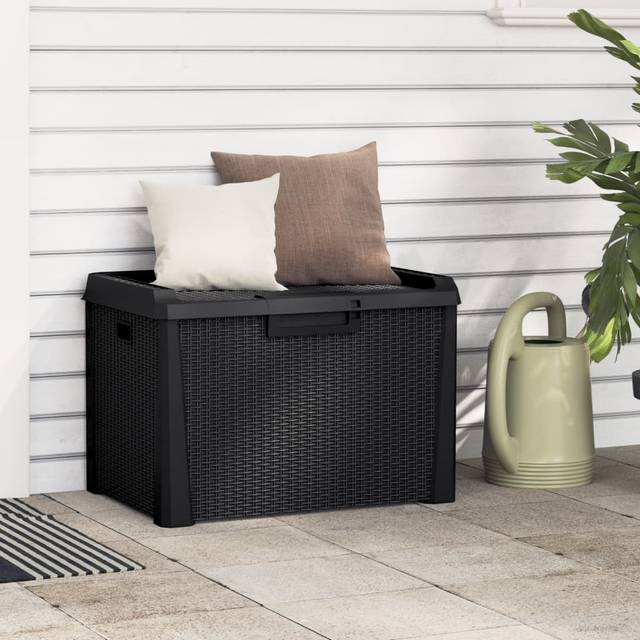 vidaXL Garden Storage Box Anthracite 125 L PP, Black