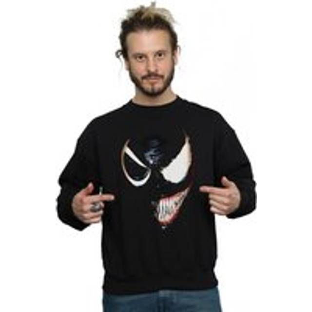 (L, Black) Marvel Mens Venom Split Face Sweatshirt