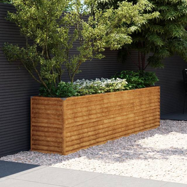 Rio Almarene Metal Outdoor Raised Flower Bed Rusty 69cm H x 291cm W x 50cm D