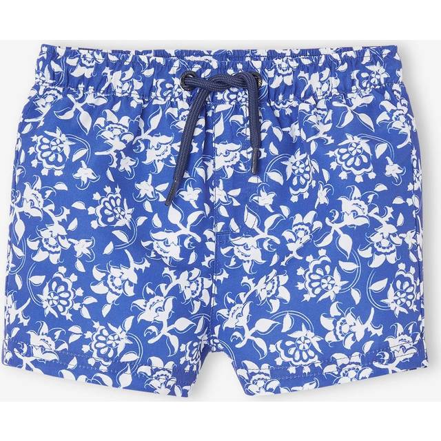 Swim Shorts with Stylised Flowers Print for Baby Boys printed blue