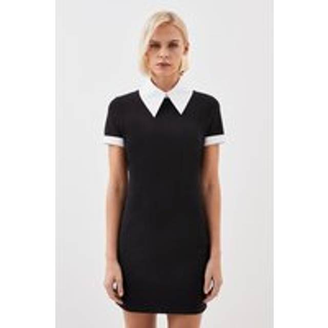 Jersey Cotton Poplin Collar Mini Dress - Mono