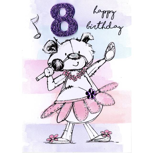 Scribble bear girls 8th birthday greeting card childrens birthday cards