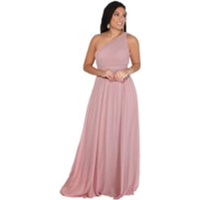 One Shoulder Evening Maxi Dress - Dark Pink - 14