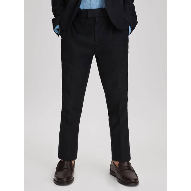 Reiss Kids' Kin Linen Trousers, Navy
