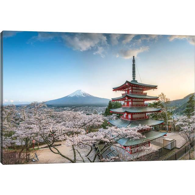 Chureito Pagoda with View of Mount Fuji at the Arakura Sengen Shrine in Fujiyoshida by Jan Becke - Wrapped Canvas Art Prints (30.48 cm H x 45.72 cm W)