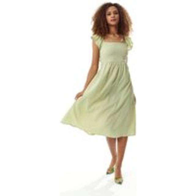 Womens Cut out back Midi Dress in Green Gingham - 12