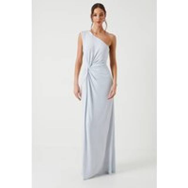 Twist Detail One Shoulder Jersey Bridesmaid Dress - Ice Blue - 14