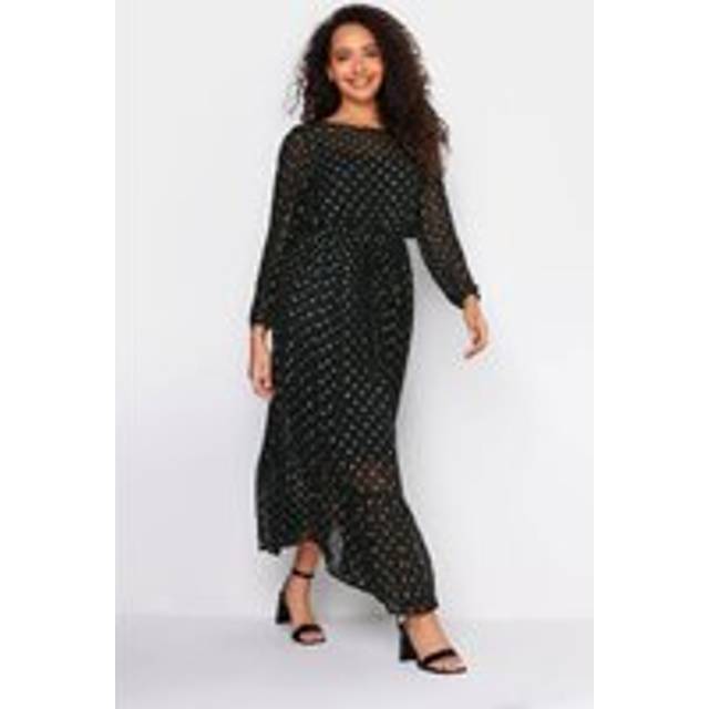 M&Co Black Metallic Spot Print Smock Maxi Dress 12 M&Co Womens