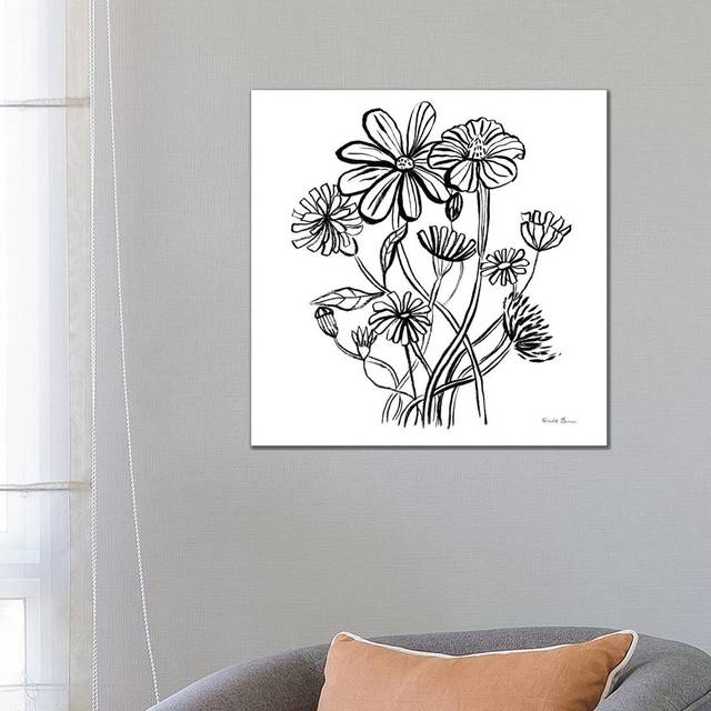 Wild Flowers Line I by Farida Zaman - Wrapped Canvas Painting (66.04 cm H x 66.04 cm W x 3.175 cm D)