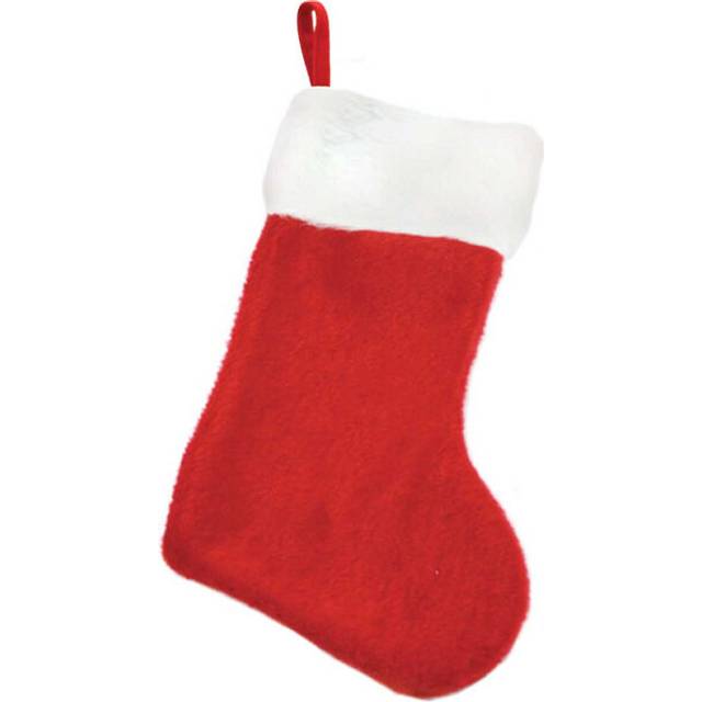 Classic Red And White Christmas Stocking Soft Plush Velvet Feel Xmas Hanging