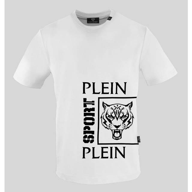 Plein Sport Mens Square Branded Logo White T-Shirt Cotton - Size Medium
