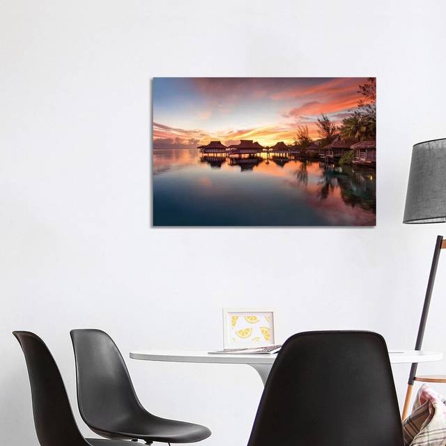 Romantic Sunset At A Luxury Beach Resort On Bora by - Wrapped Canvas (101.6 cm H x 66.04 cm W)
