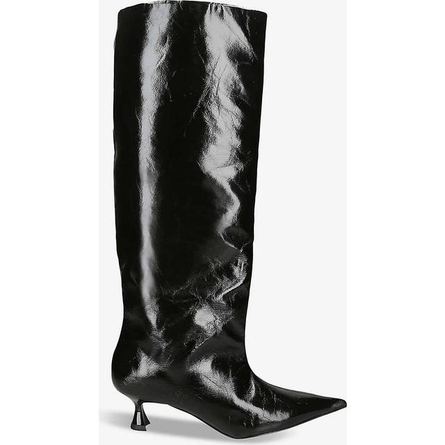 Ganni Womens Black Slouchy Recycled Faux-leather Knee-high Boots Eur 40 / 7 Uk Women - BLACK