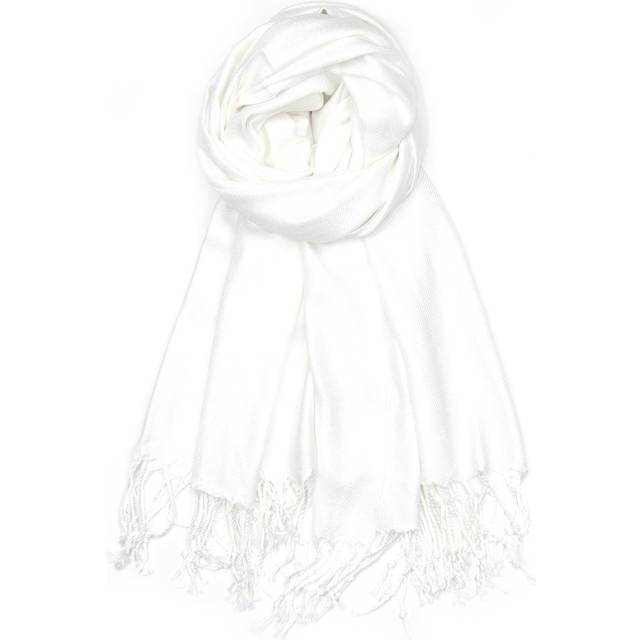 Achillea Large Soft Silky Pashmina Shawl Wrap Scarf in Solid Colors (White)