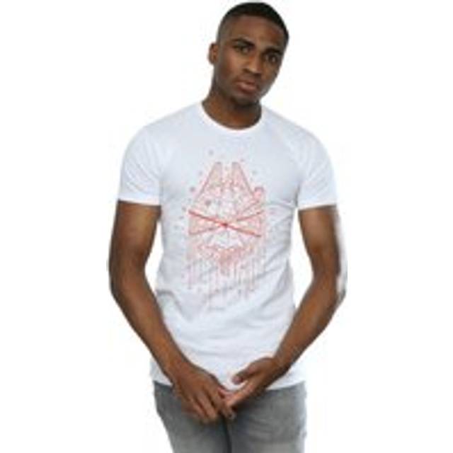 (3XL, White) Star Wars Mens Millennium Falcon Christmas Tree Delivery T-Shirt
