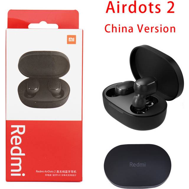 (a-airdots 2 black) New Original Xiaomi Redmi AirDots 2 Wireless Earphone Bluetooth 5.0 Headset Mi Ture Wireless Headphones Earbuds In-Ear Earphones