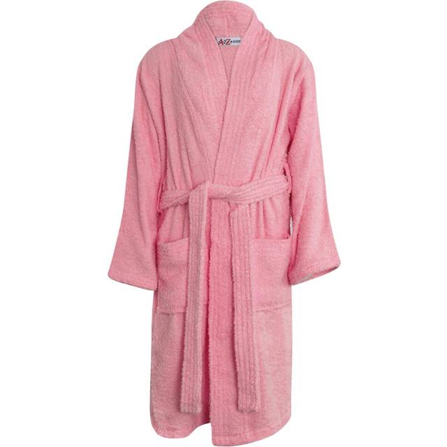 (7-8 Years, Baby Pink) Unisex 100% Cotton Soft Terry Bathrobe Luxury 5-13