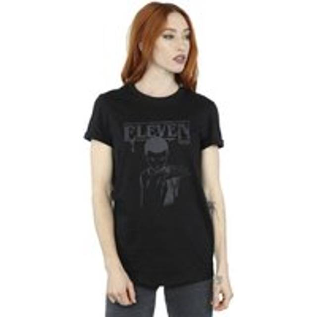 (L, Black) Netflix Womens/Ladies Stranger Things Dark Eleven Cotton Boyfriend T-Shirt
