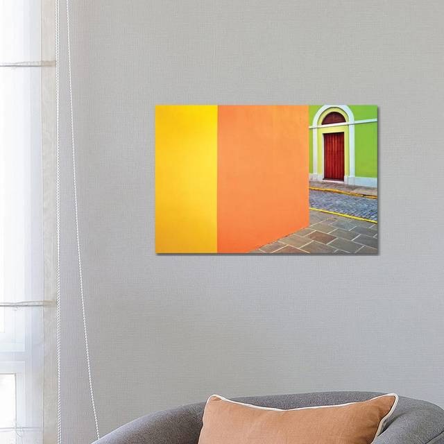 Door and Colourful Building Walls by Jaynes Gallery - Wrapped Canvas Art Prints (45.72cm H x 66.04cm W x 1.905cm D)