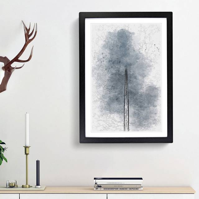 Contrails from the Airplane in Abstract - Picture Frame Graphic Art Print - Black Framed (48cm H x 36cm W x 2cm D)