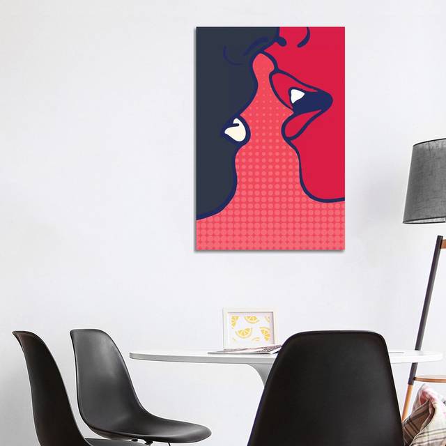 The Kiss - Pink by Kubistika - Wrapped Canvas Painting (101.6 cm H x 66.04 cm W x 3.175 cm D)