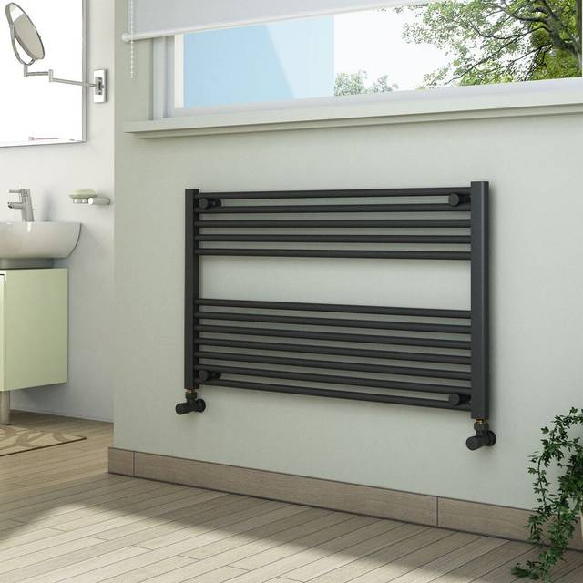 Sharell Horizontal Straight Towel Rail - Anthracite (60cm H x 100cm W x 3cm D)