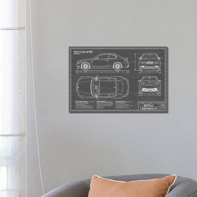 BMW 1M Coupe (F82) | Blueprint by Action Blueprints - Wrapped Canvas Graphic Art - Black (45.72cm H x 66.04cm W x 3.81cm D)