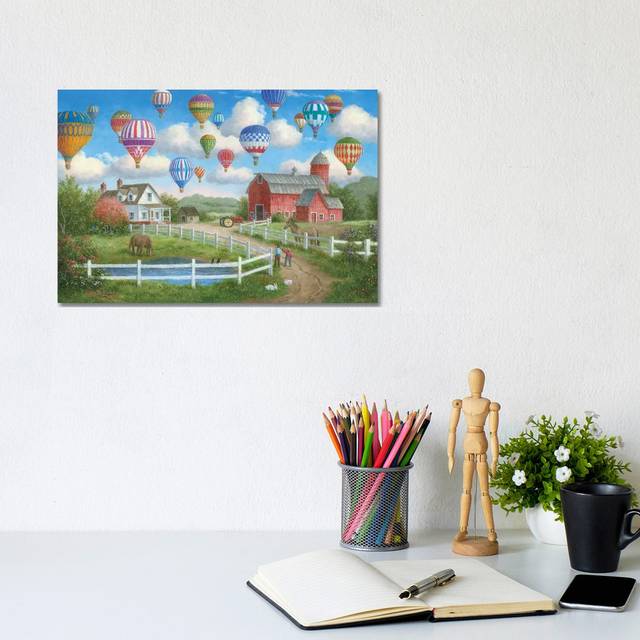 The Balloon Travelers by Dennis Lewan - Wrapped Canvas Painting (20.32 cm H x 30.48 cm W)