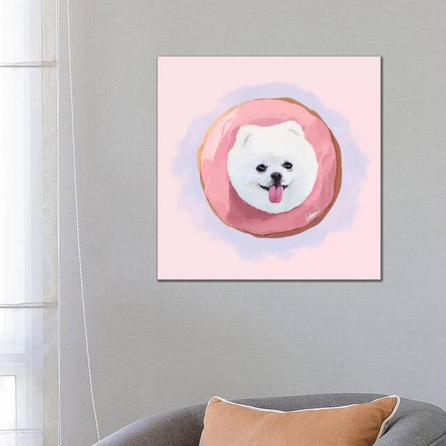 Pomeranian Strawberry Donut by Lostanaw - Wrapped Canvas Graphic Art (66.04 cm H x 66.04 cm W x 3.175 cm D)