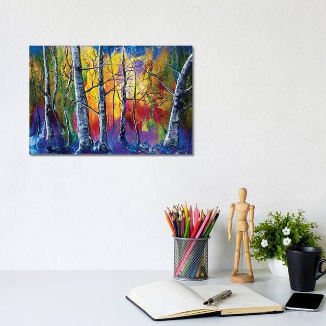 Enchanted Universe Sunset Forest - Wrapped Canvas Painting (20.32 cm H x 30.48 cm W)
