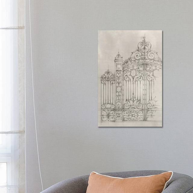 Iron Gate Design I by Ethan Harper - Wrapped Canvas Drawing (66.04cm H x 45.72cm W x 3.81cm D)