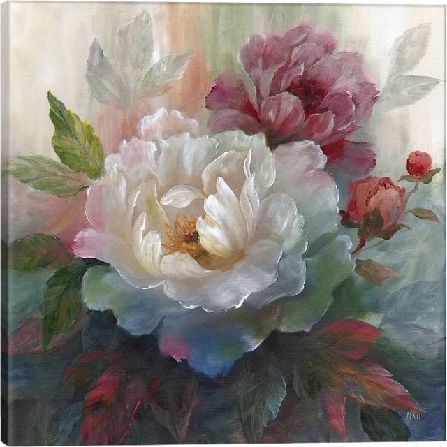 'White Roses I' by Wild Apple Portfolio - Wrapped Canvas Painting Print (93.98 cm H x 93.98 cm W x 3.175 cm D)