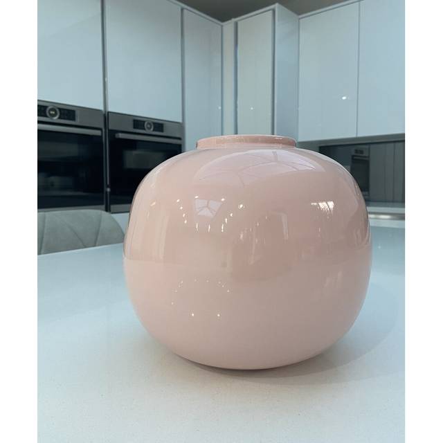 Pastel Pink 30Cm Handmade Round Bamboo Vase - Pastel Pink;Pastel Pink (23cm H X 20cm W X 20cm D)