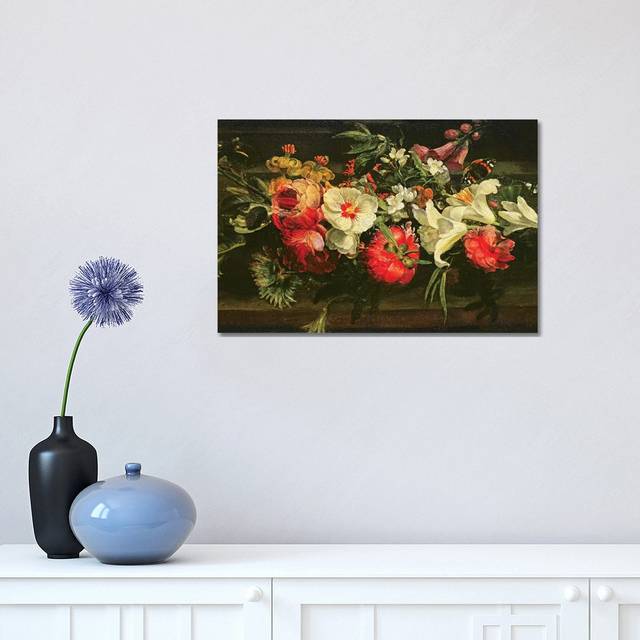 Still Life with Roses, Lilies and Other Flowers by Rachel Ruysch - Wrapped Canvas Graphic Art (30.48cm H X 45.72cm W)