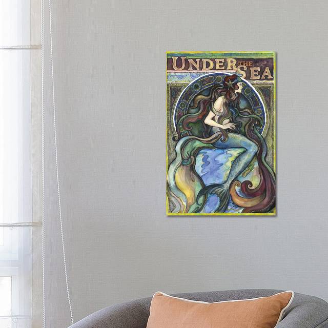 Under the Sea - a Mermaid II by Fanitsa Petrou - Wrapped Canvas Painting (66.04 cm H x 45.72 cm W x 1.91 cm D)