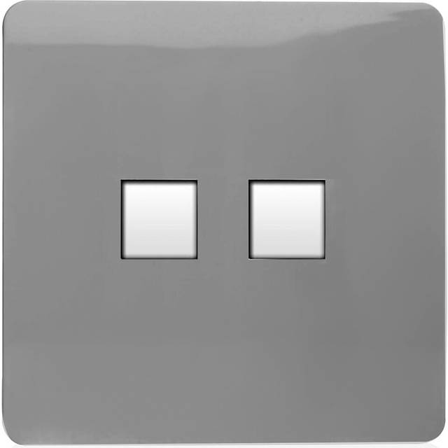 Trendi Artistic Modern Glossy Tactile 2 Gang Telephone Socket Light Grey