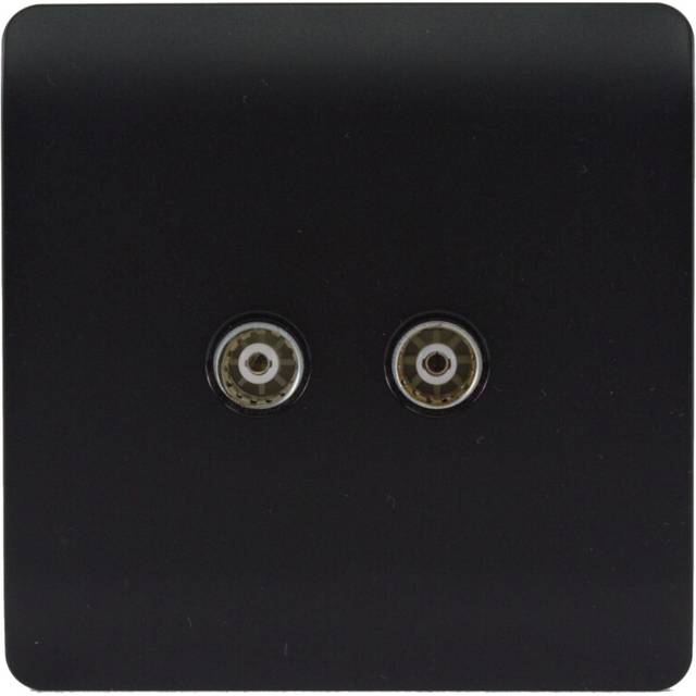 Trendi Artistic Modern Tactile 2 Gang TV Socket Matt Black