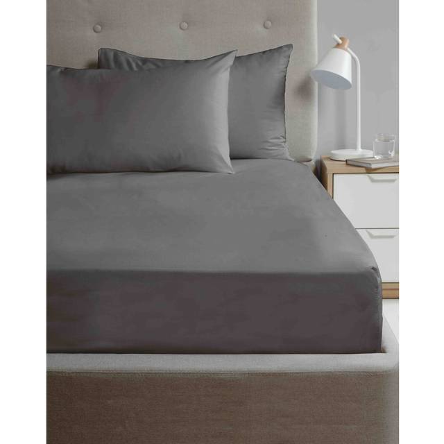 (Charcoal, Pillowcase Pair) Microfibre Luxury Easy Care Non-Iron Bedding Fitted Sheets OR Pillowcases