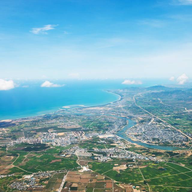 Aerial view of bay - Green (91cm H x 91cm W)