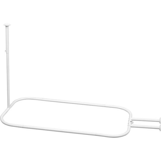 "Zenna Home Never Rust Aluminum Curtain Claw Foot Tubs Hoop Shower Rod, 50""-72"", White"