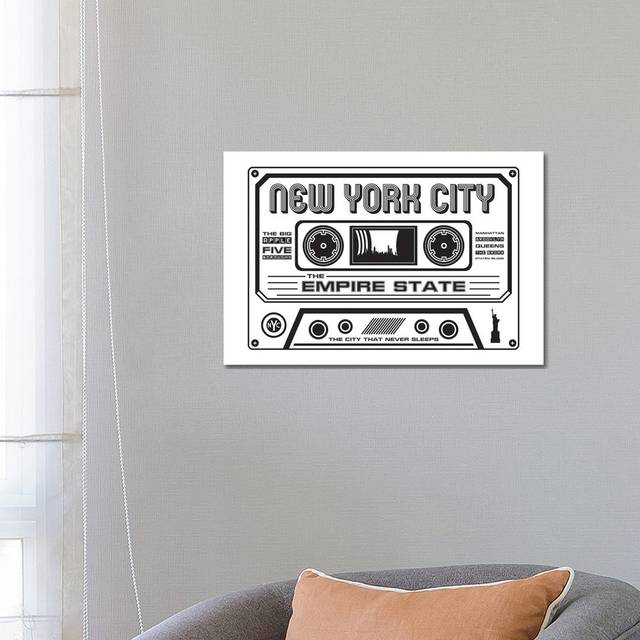 New York City Cassette - Light Background by Benton Park Prints - Wrapped Canvas Art Prints (45.72cm H x 66.04cm W x 1.91cm D)