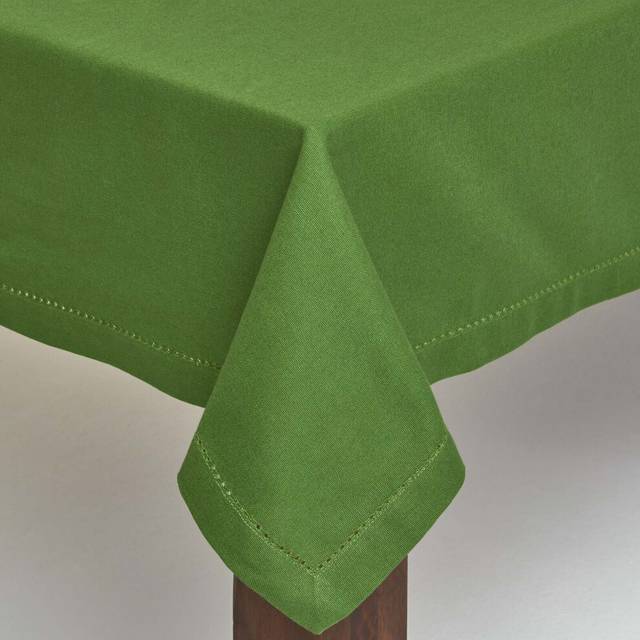 Homescapes Plain cotton Dark Olive Tablecloth, 54 x 90 Inches - Green