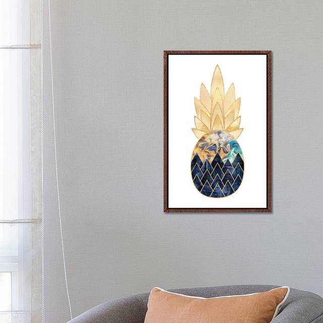 Precious Pineapple I - Graphic Art Print on Canvas - Brown Framed (66.04cm H x 45.72cm W x 3.81cm D)