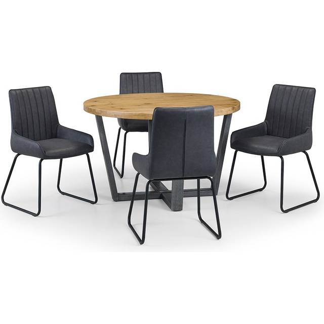 Brooklyn Oak 4 Seater Round Dining Set with 4 Soho Chairs